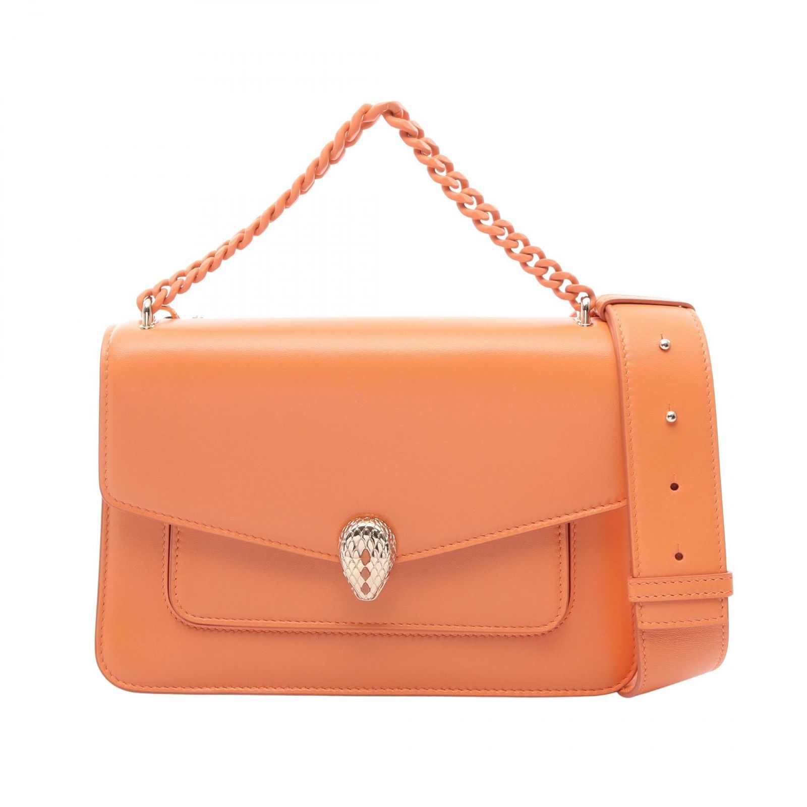 ブルガリ BVLGARI ハンドバッグ セルペンティ フォーエバー 2WAY コーラルオレンジ レザー セルペンティ フォーエバー 2wayショルダー レディース Used A