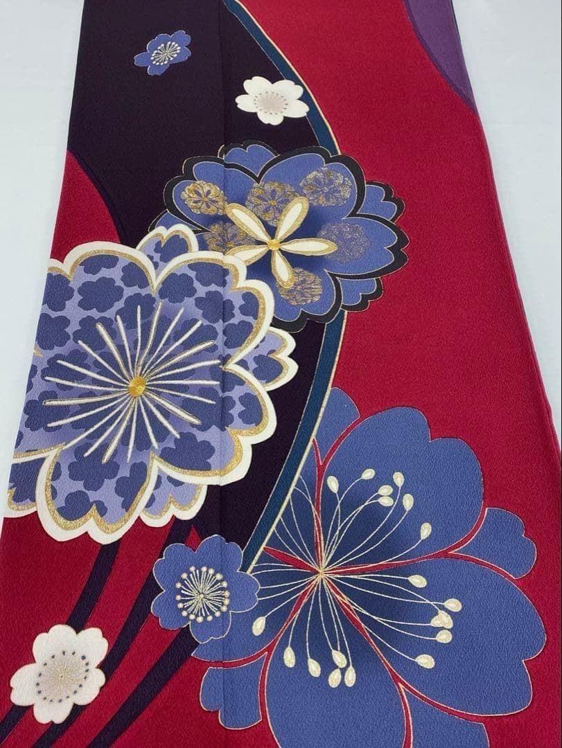 振袖 金駒 金彩 ちりめん 桜 身丈169cm パールトーン加工済 MO3243