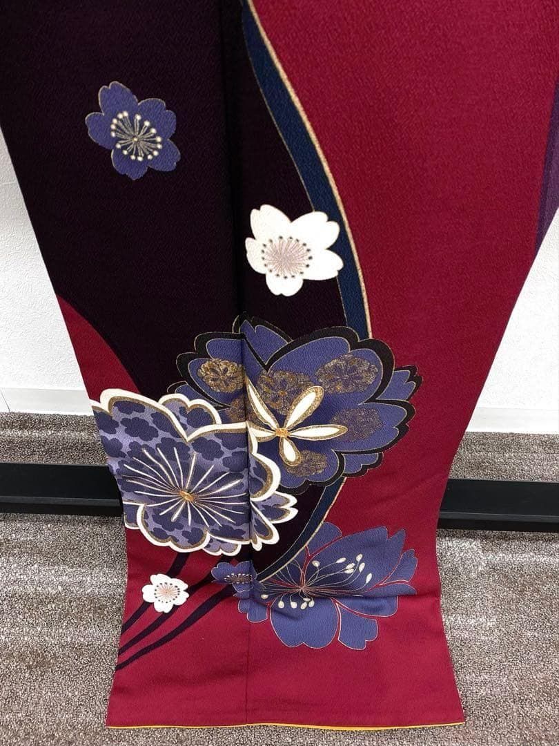 振袖 金駒 金彩 ちりめん 桜 身丈169cm パールトーン加工済 MO3243
