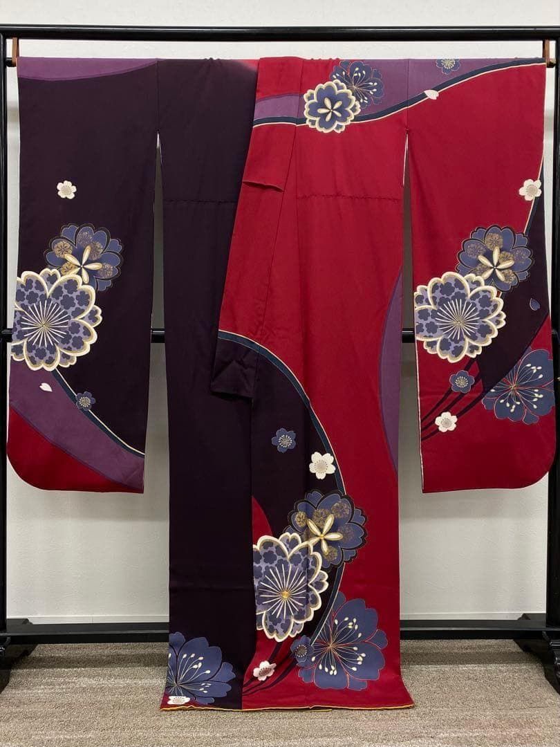 振袖 金駒 金彩 ちりめん 桜 身丈169cm パールトーン加工済 MO3243