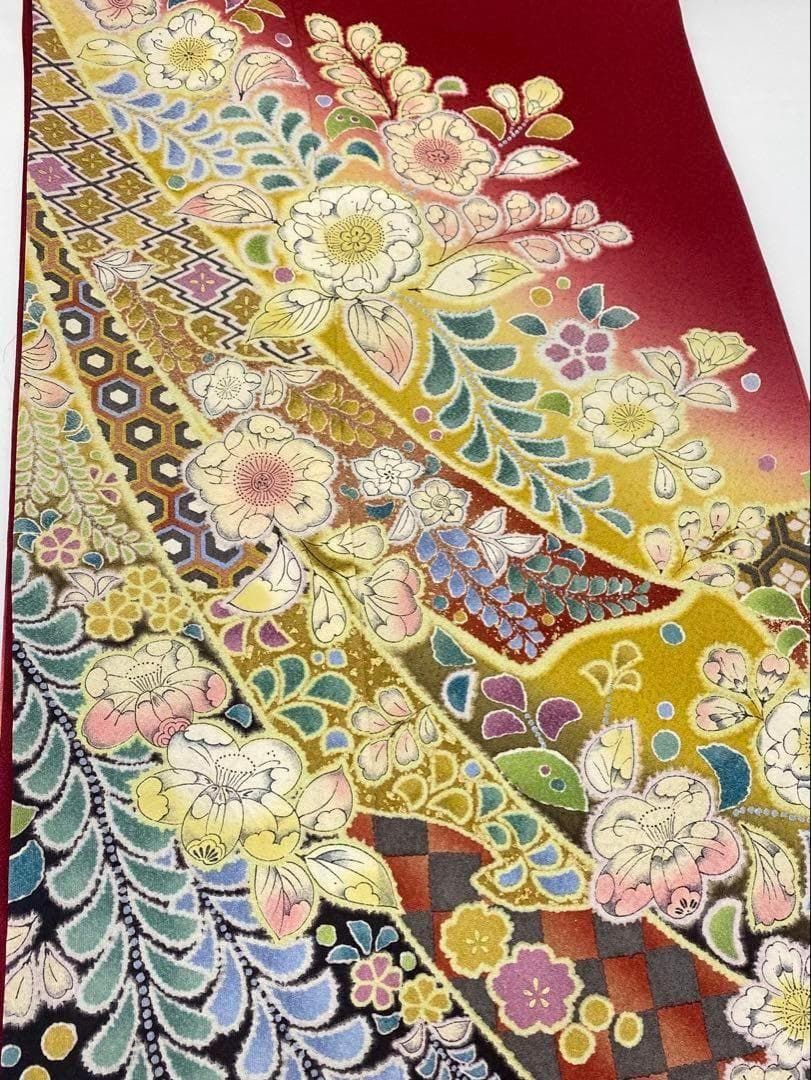 レディース 振袖 豪華 辻が花 金彩 絞り加工 紋意匠 身丈157cm MO3081