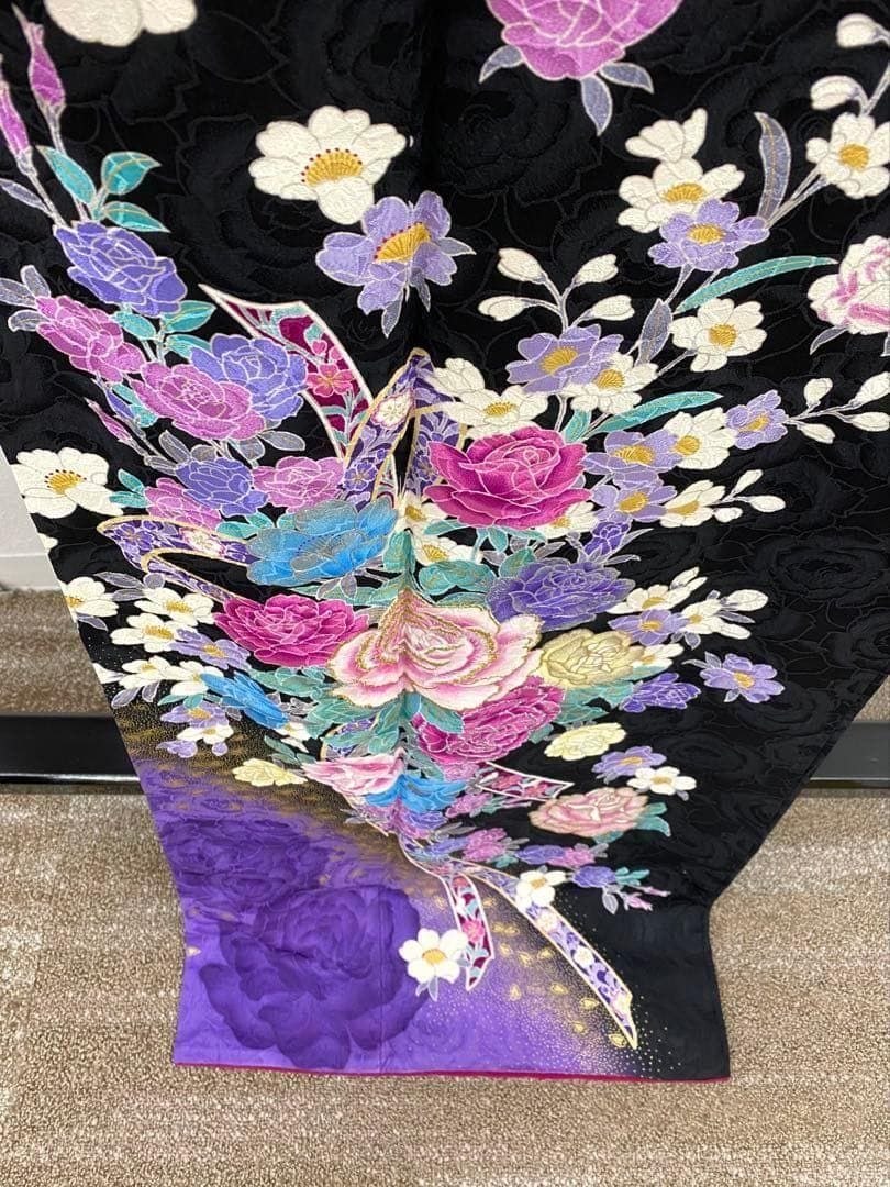 振袖 豪華 刺繍 金彩 薔薇 ふくれ織紋意匠 身丈169cm MO2741 - メルカリ