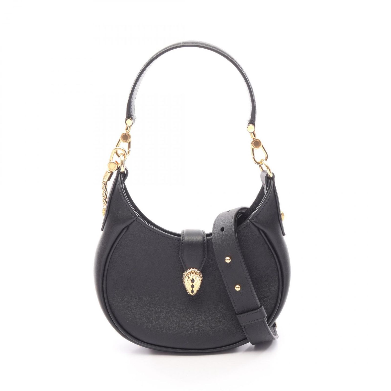 ブルガリ BVLGARI ハンドバッグ セルペンティ エリプス スモール 2WAY 292051 ブラック レザー セルペンティ エリプス スモール 2wayショルダー レディース Used A