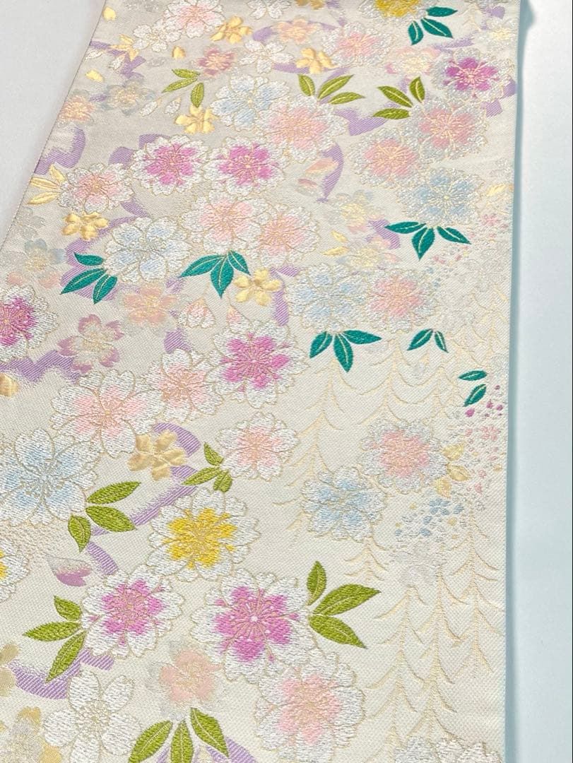袋帯 正絹 振袖 桜尽くし 金糸 銀糸 芯なし仕立て F1585 袋帯 正絹 振袖 桜尽くし 金糸 銀糸 芯なし仕立て F1585 - メルカリ