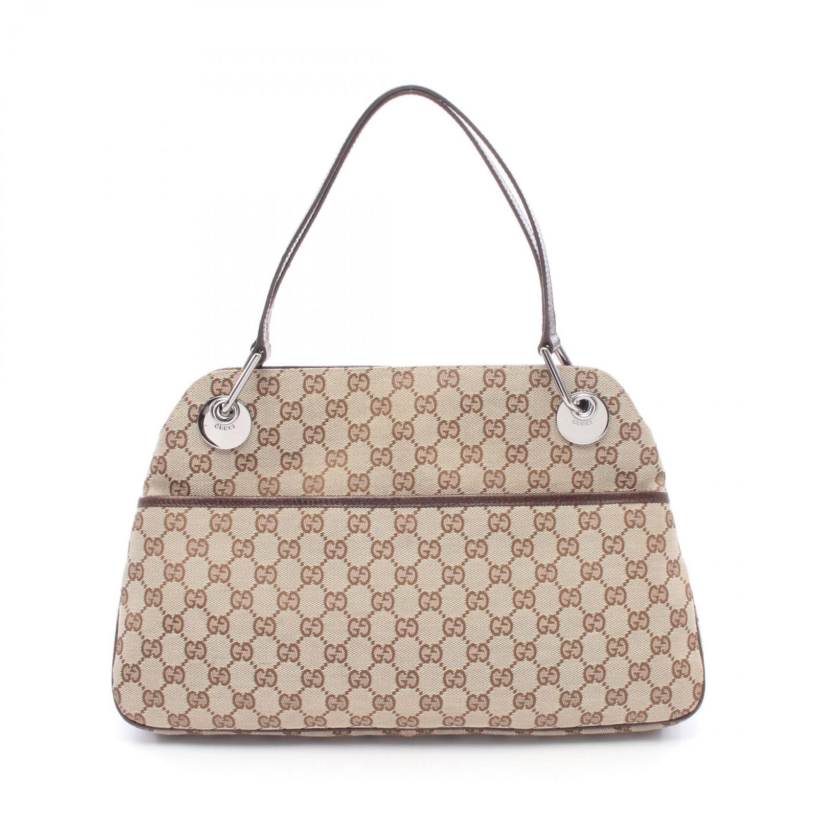 グッチ GUCCI ショルダーバッグ GGキャンバス 121023 ベージュ/ダークブラウン キャンバス レザー エクリプス トートバッグ レディース Used B