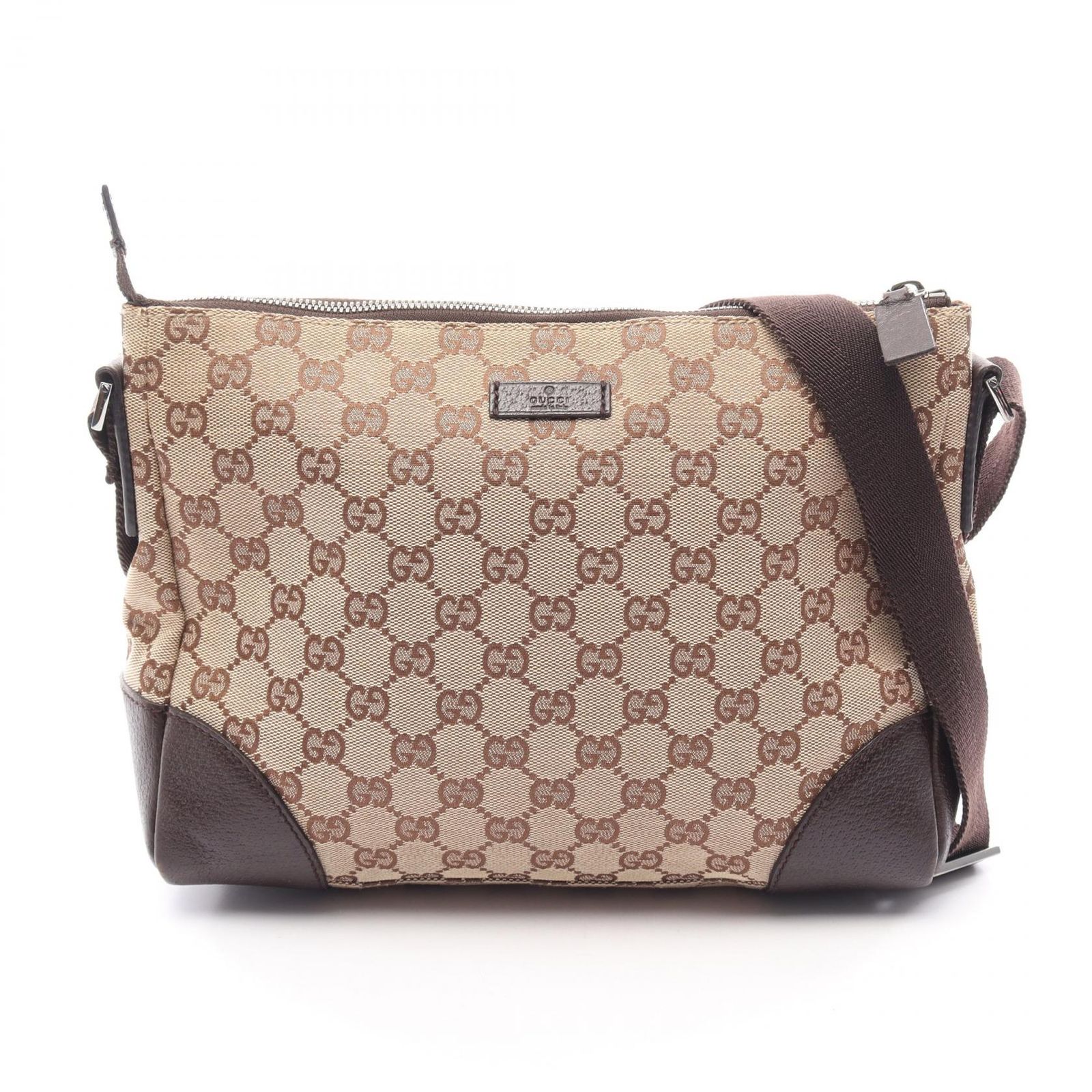 グッチ GUCCI ショルダーバッグ GGキャンバス 114273 ベージュ/ダークブラウン キャンバス レザー ショルダーバッグ レディース Used B
