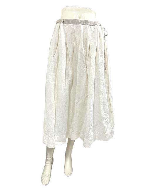 【中古】LISETTE 　リゼッタ 　スカート　ライトグレー　日本製　リネン混　バロック調デザイン　柄物＿S002＿セルモアから出品＿s-0336-r02