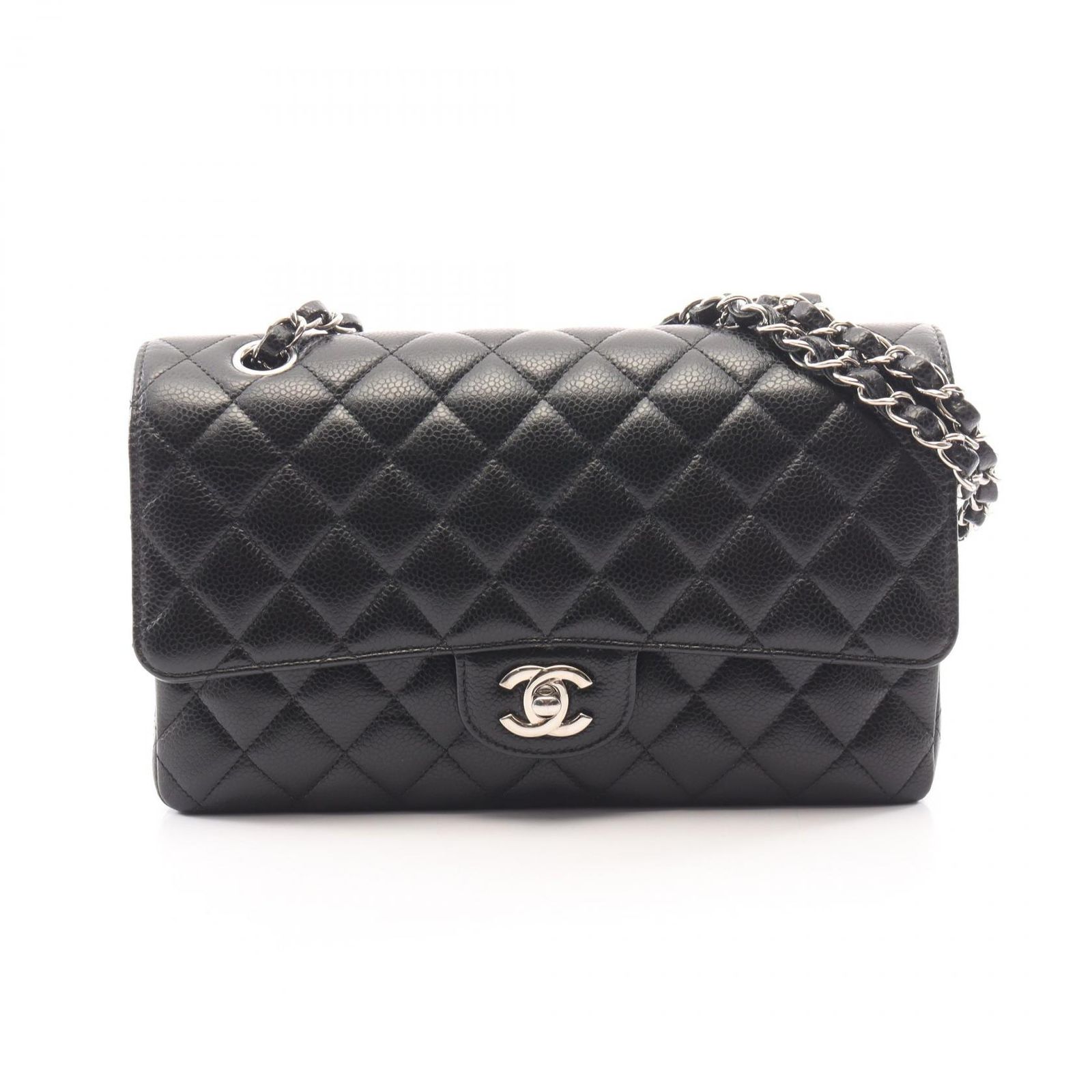シャネル CHANEL ショルダーバッグ マトラッセ Wフラップ ブラック カーフ（牛革） マトラッセ ダブルフラップ チェーンショルダー レディース Used A