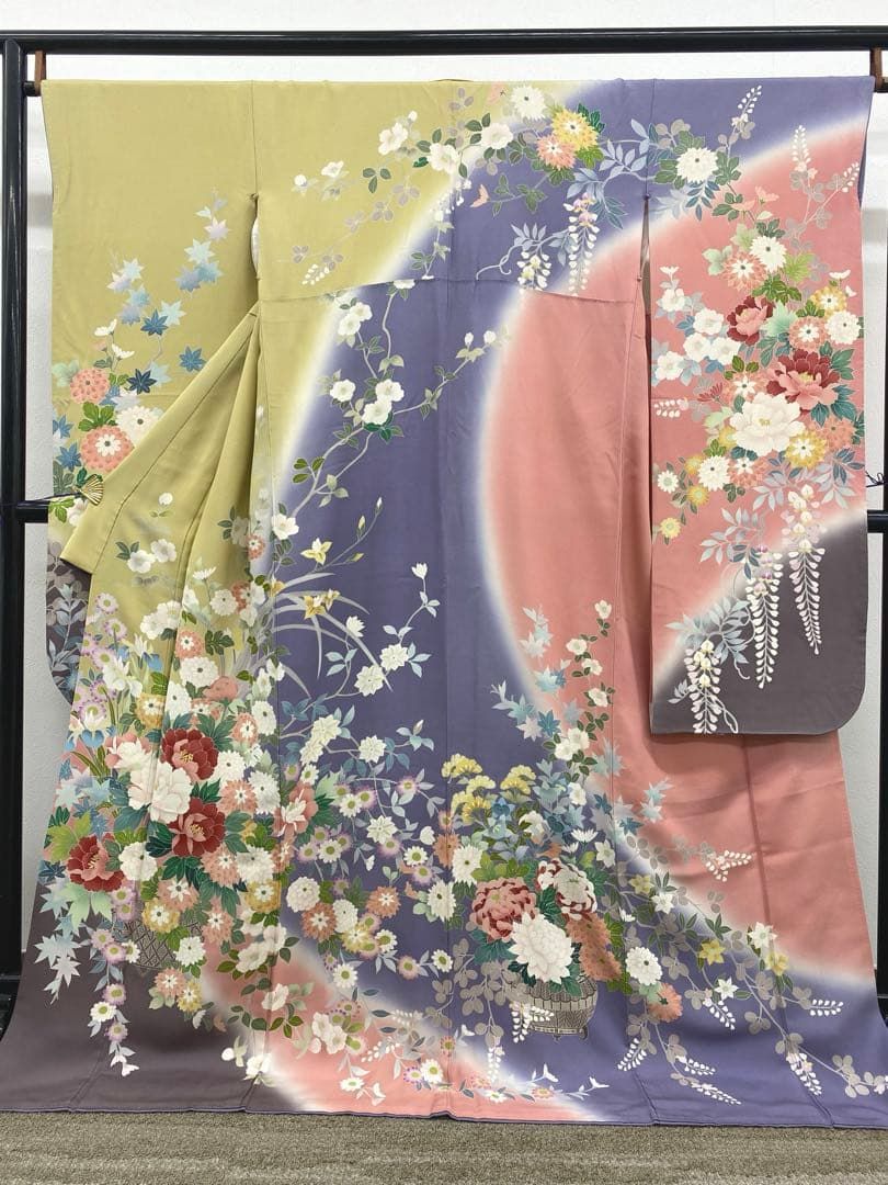 振袖 友禅染 花籠模様 身丈172cm MO3805