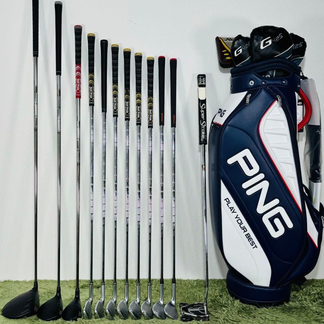PING G425 レフティークラブ12本フルセット　バック付 中古】ピン オールG425 フルセット 新品キャディバッグ付き 12本セット