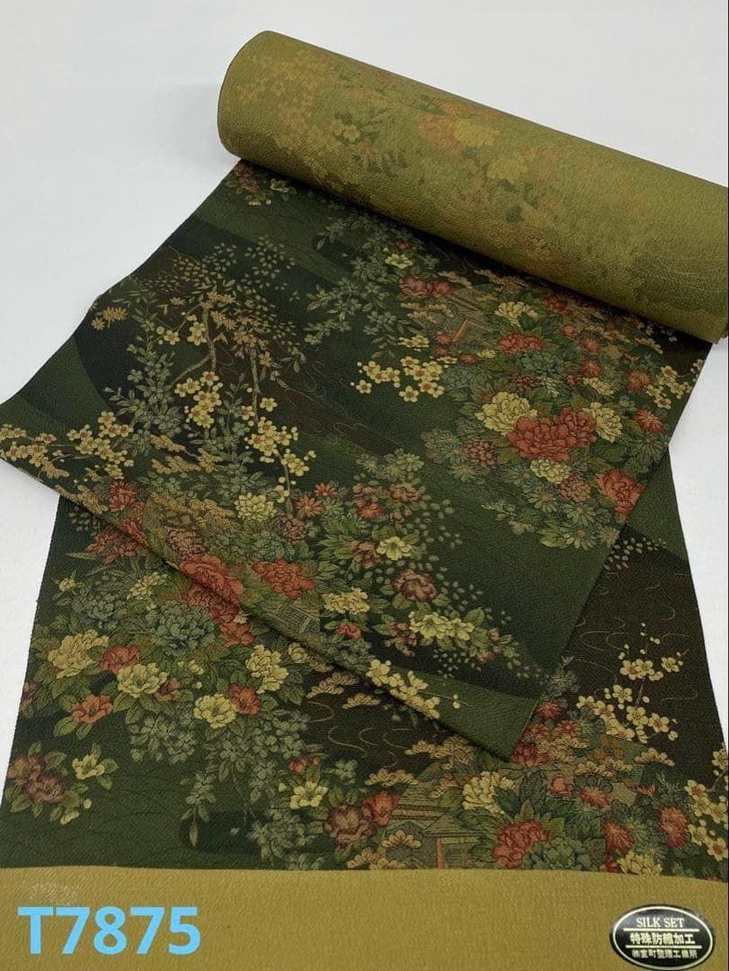 小紋 京友禅 全体柄 通産大臣指定伝統的工芸品 正絹 反物 T7875