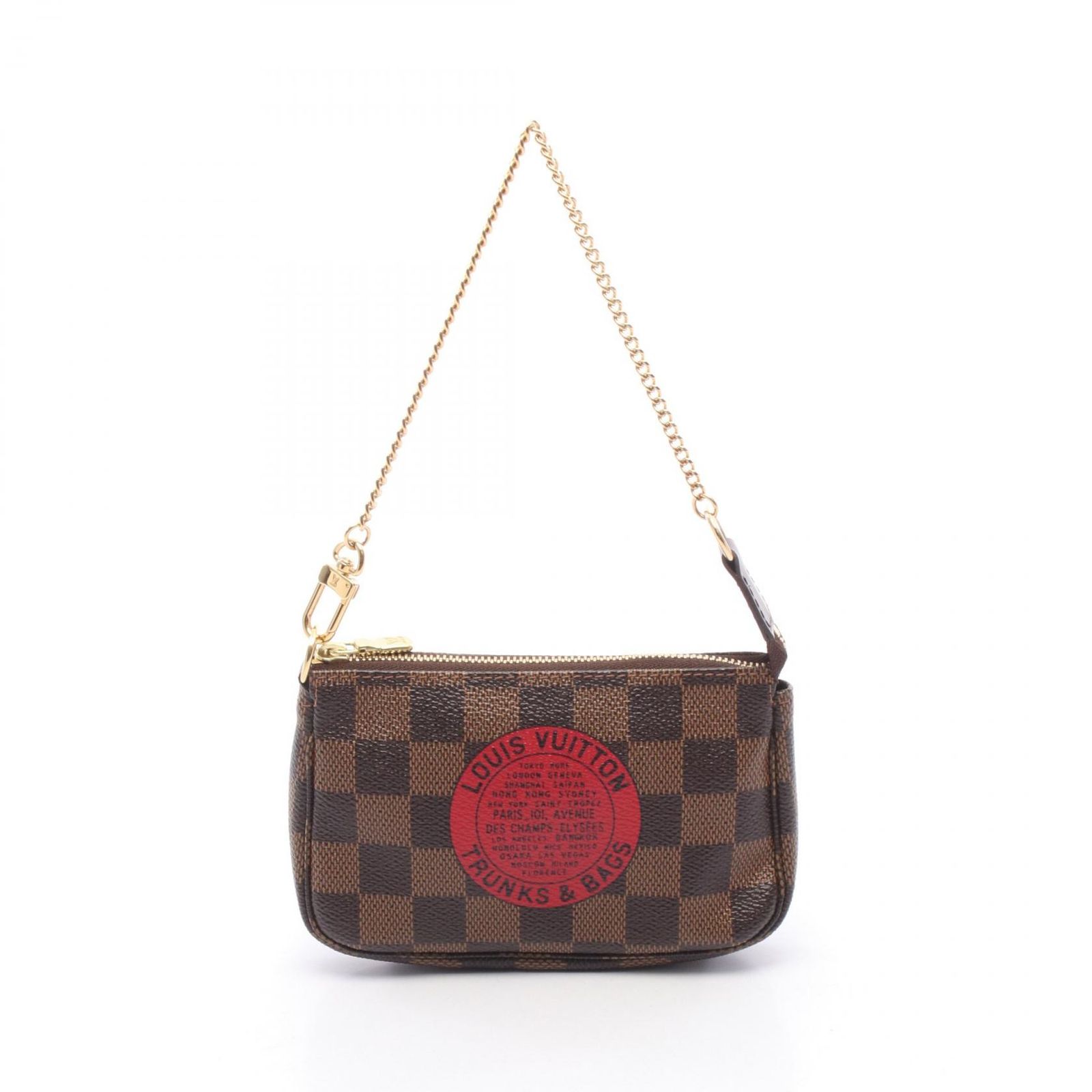 ルイ・ヴィトン LOUIS VUITTON ハンドバッグ ミニポシェット アクセソワール ダミエエベヌ T&B N58011 PVCコーティングキャンバス レザー T&B ミニ・ポシェット・アクセソワール
