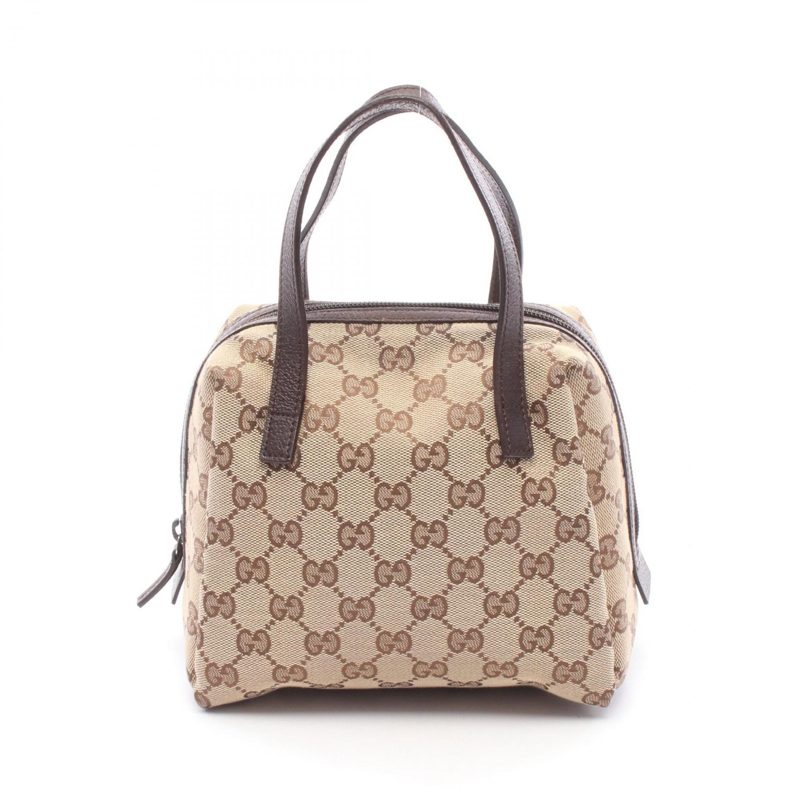 グッチ GUCCI ハンドバッグ GGキャンバス 124542 ベージュ/ダークブラウン キャンバス レザー ミニ ハンドバッグ レディース Used A