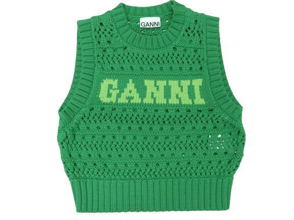 △ガニー コットンニットベスト サイズM グリーン レディース GANNI