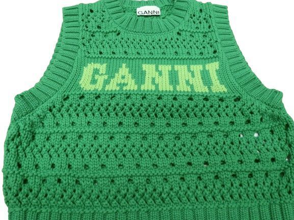△ガニー コットンニットベスト サイズM グリーン レディース GANNI