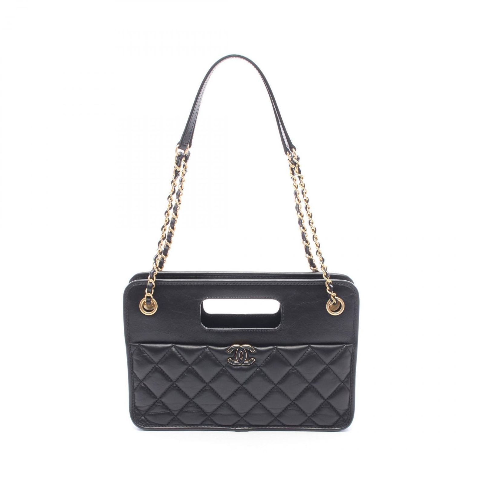 シャネル CHANEL ショルダーバッグ スモール ショッピングバッグ マトラッセ AS4037 ブラック レザー マトラッセ スモール ショッピングバッグ レディース Used A