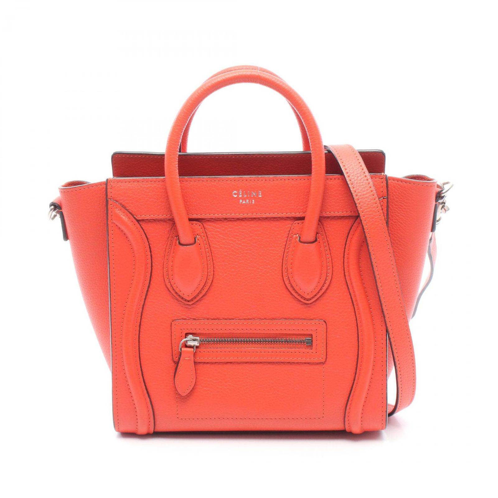 セリーヌ CELINE ハンドバッグ ラゲージ ナノショッパー 2WAY レッド レザー ラゲージ ナノ ショッパー レディース Used A