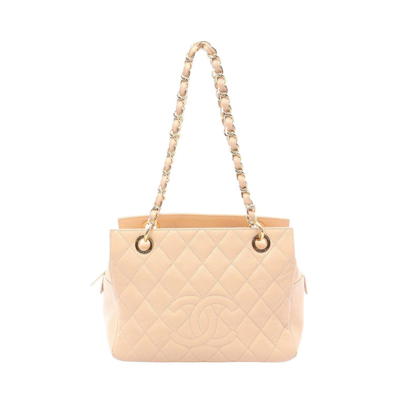 シャネル CHANEL ショルダーバッグ マトラッセ A18004 ベージュ カーフ