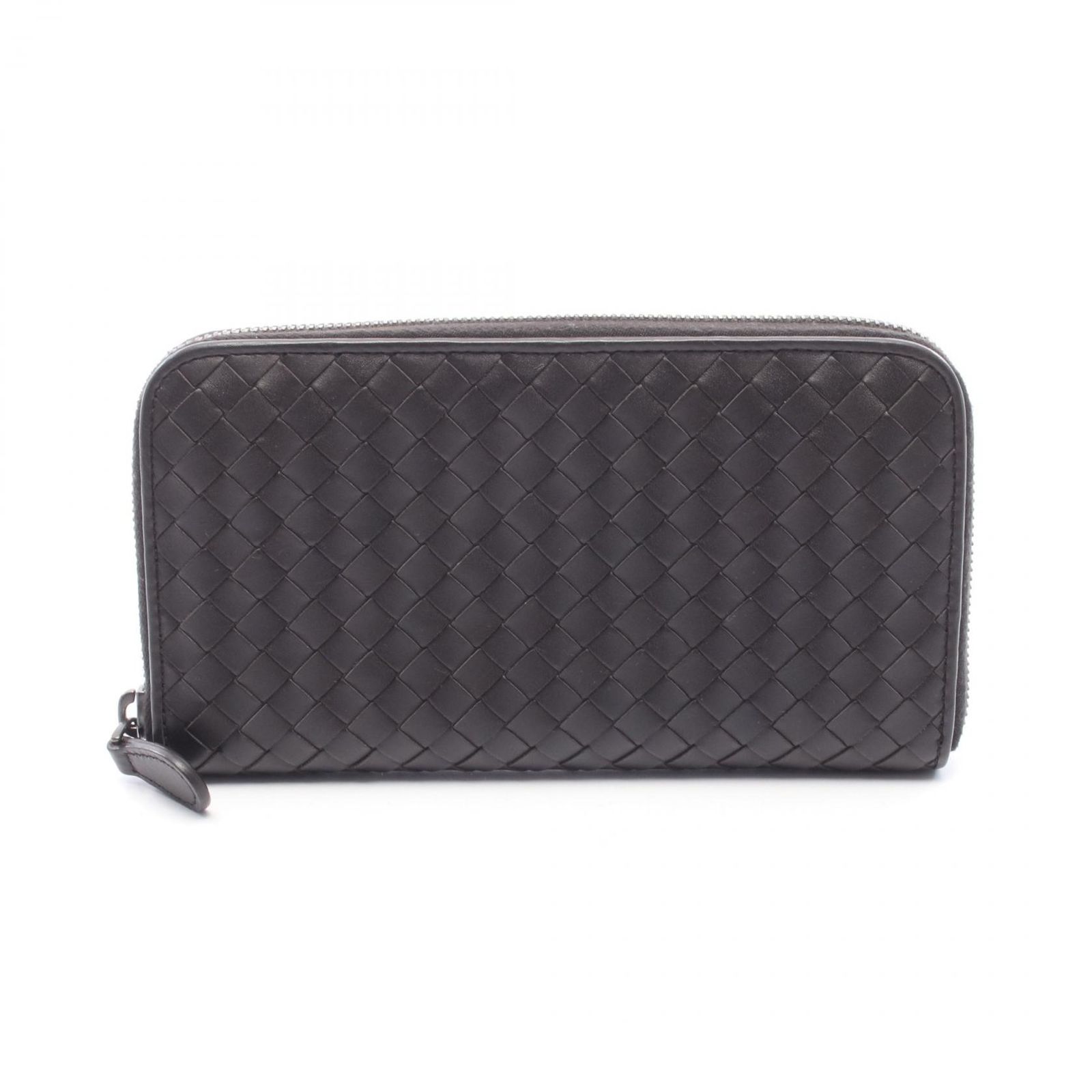 ボッテガヴェネタ BOTTEGA VENETA ラウンド長財布 イントレチャート ダークブラウン レザー イントレチャート ラウンド長財布 レディース Used A