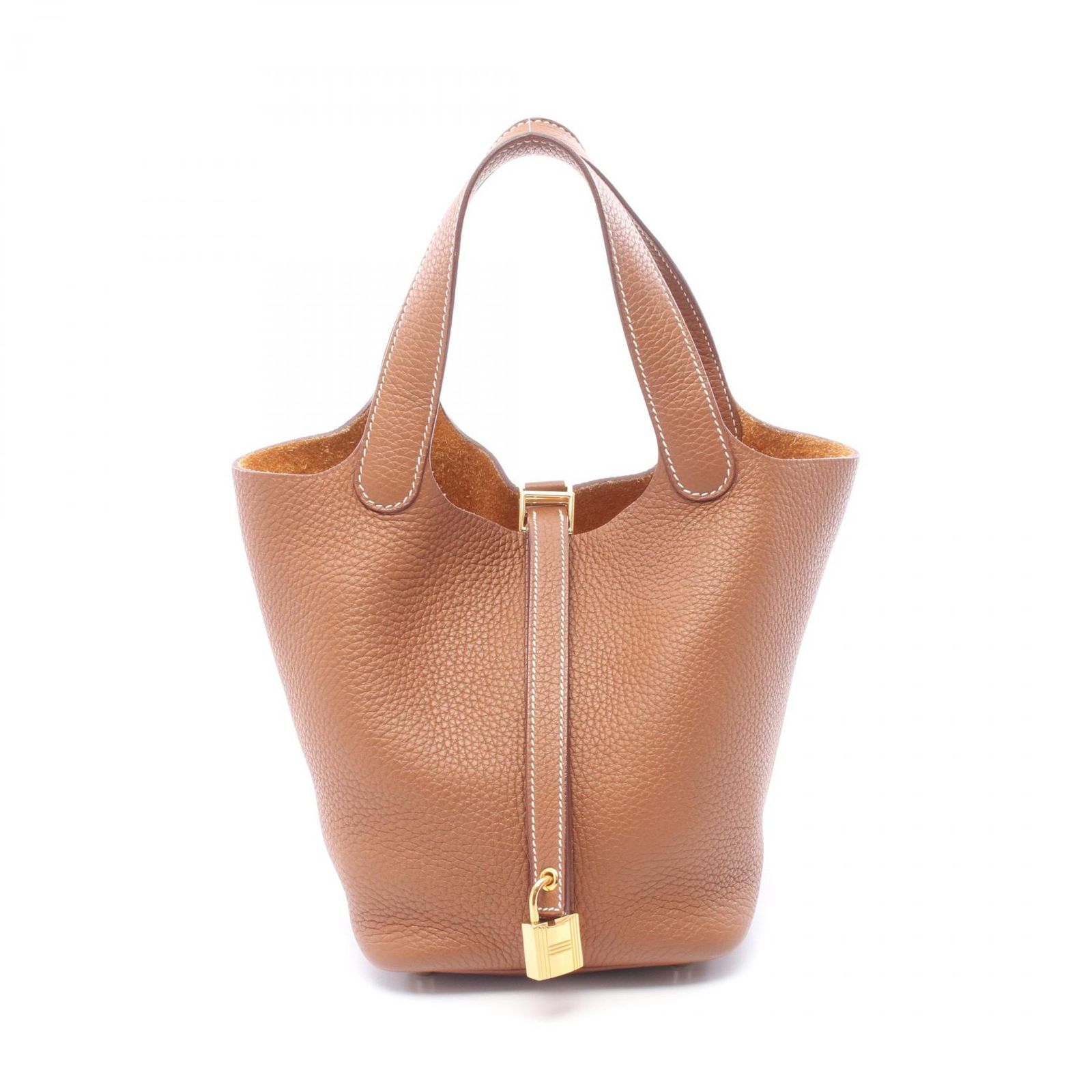 エルメス HERMES ハンドバッグ ピコタンロックPM ゴールド ゴールド レザー ピコタンロックPM ゴールド レディース Used A