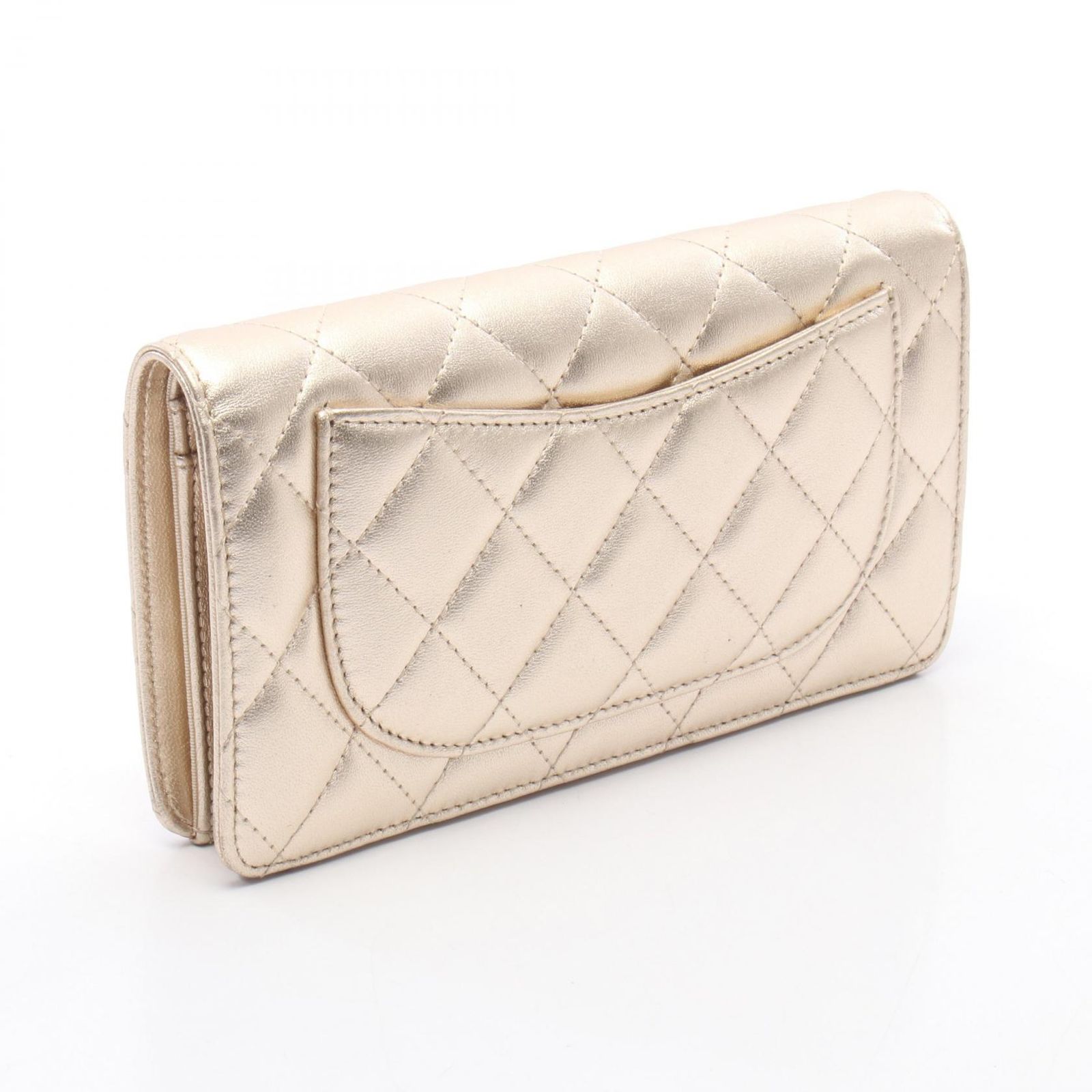 シャネル CHANEL 二つ折り長財布 マトラッセ シャンパンゴールド