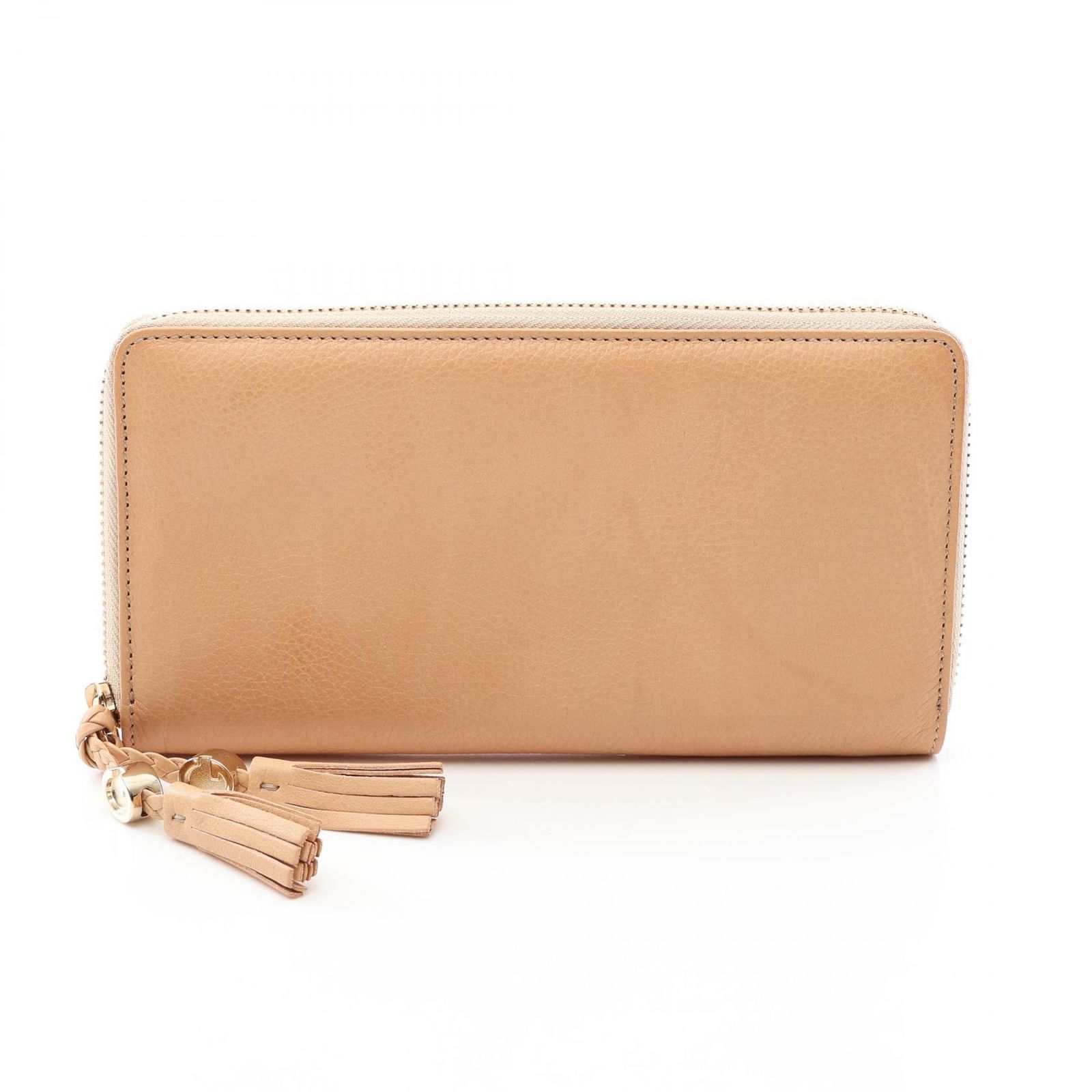 グッチ GUCCI ラウンド長財布 タッセル 261393 ベージュ レザー ラウンド長財布 レディース Used B