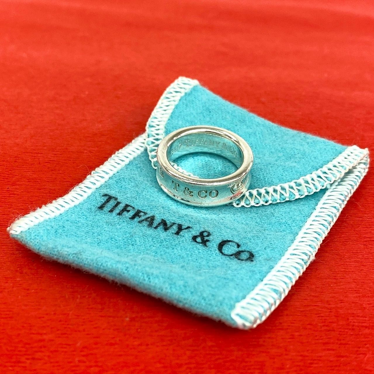 極 美品 袋付 TIFFANY&Co. ティファニー ヴィンテージ ナロー リング 