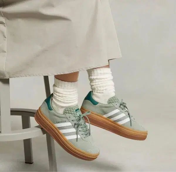 235 adidas アディダス ガゼル ボールド シルバー グリーン 厚底 スニーカー