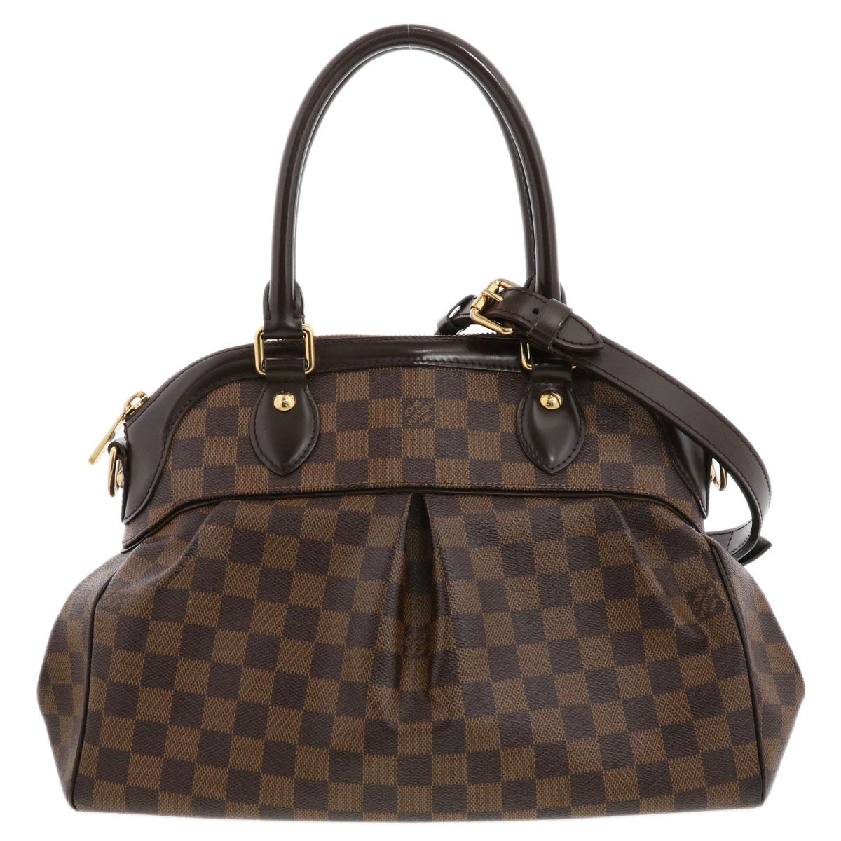 LOUIS VUITTON ルイ・ヴィトン トレヴィPM ハンドバッグ N51997 レディース ダミエキャンバス ブラウン ゴールド金具 中古