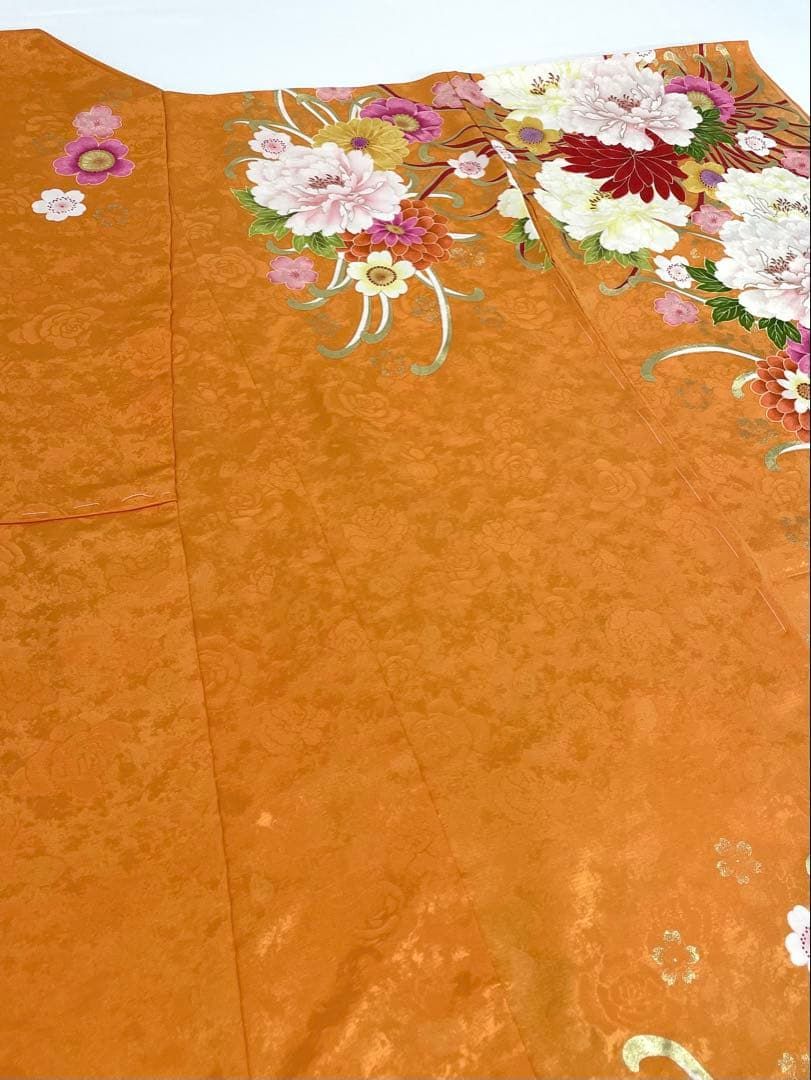仮絵羽 振袖 刺繍 金彩 紋意匠 未仕立て品 正絹 八掛付き HFT004