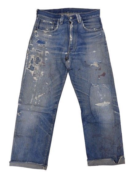 ▲★50-60s製 リーバイス 501ZXX ボタン裏 J デニムパンツ サイズ表記無し インディゴ TALONジップ Levi’s バックポケット欠品 中古品(134)