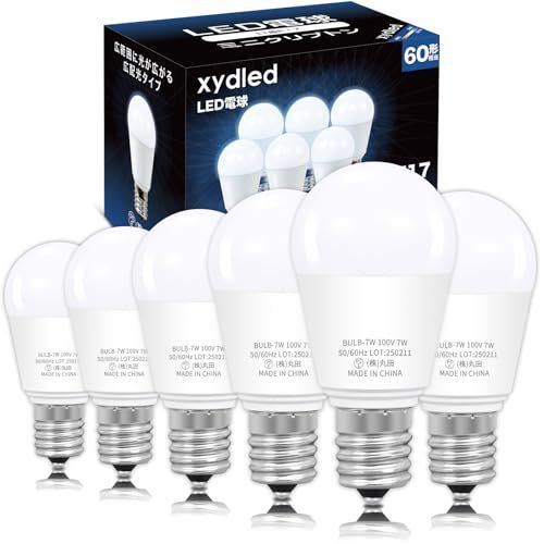 xydled LED電球 E17口金 60W形相当 760lm 昼光色 6500k ミニクリプトン xydled LED電球 E17口金 60W形相当 760lm 昼光色 6500k ミニクリプトン