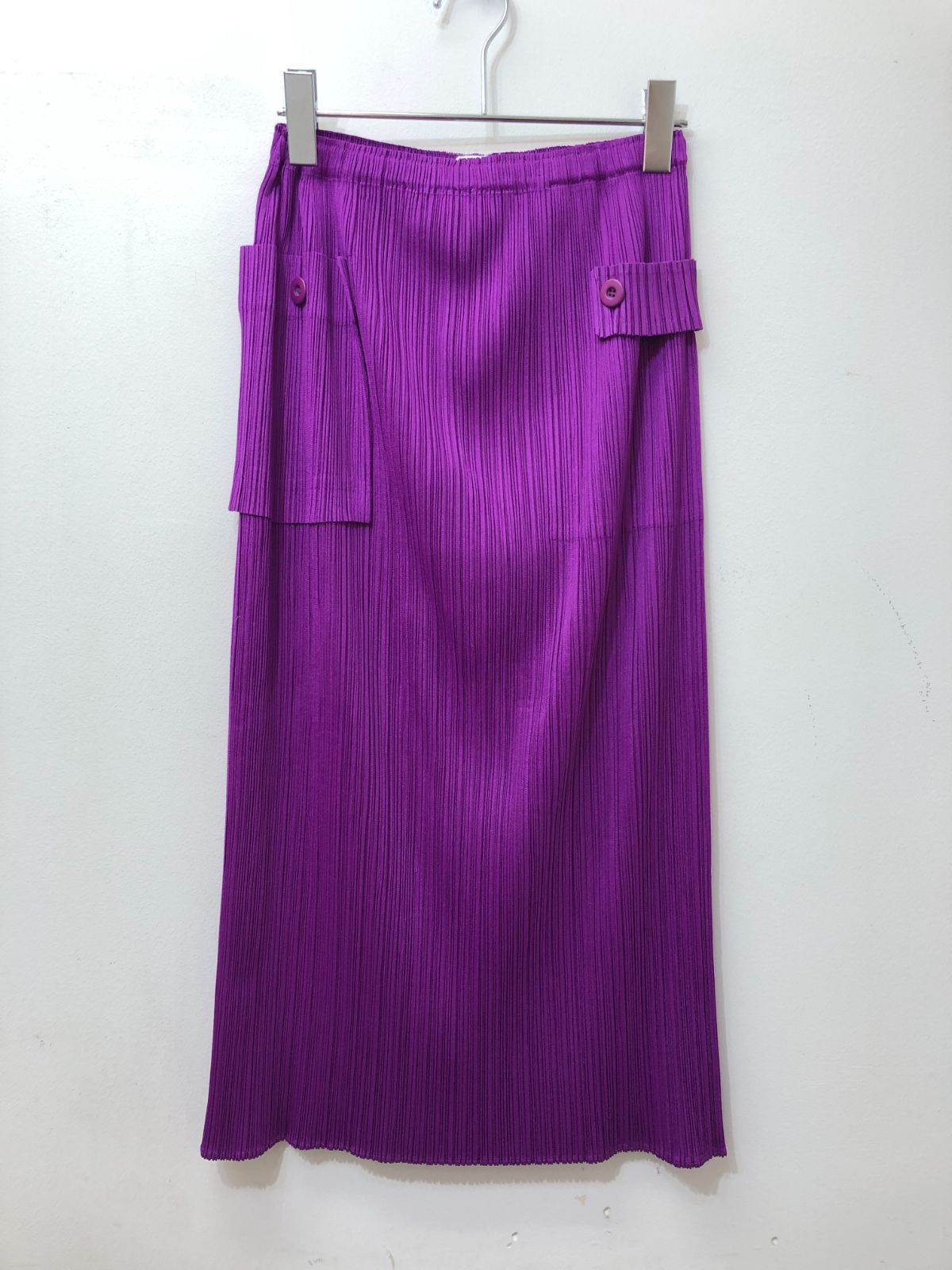PLEATS PLEASE　スカート　花　パープル　３ 383☆PLEATS PLEASE ISSEY MIYAKE プリーツプリーズ☆ポケット付き