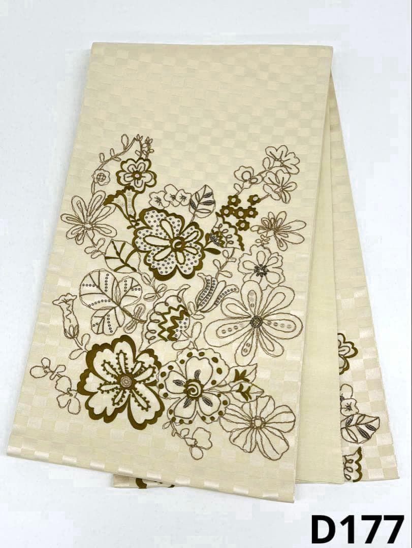 袋帯 刺繍 スパンコール 未使用品 正絹 お太鼓柄 D177