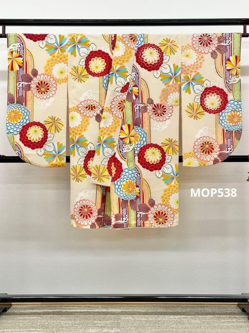 二尺袖 ポリエステル着物 金彩 菊 袴用 MOP538