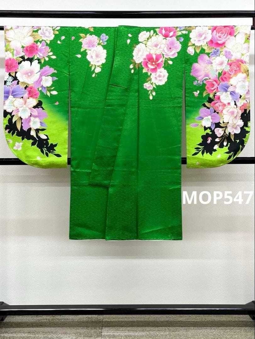 二尺袖 ポリエステル 薔薇 蘭 紋意匠 躾糸付き MOP547
