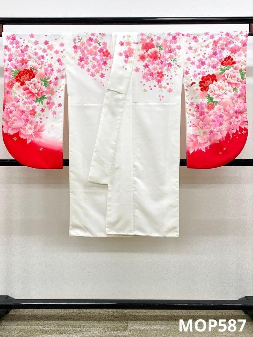 二尺袖 ポリエステル着物 金彩 紋意匠 桜 袴用 MOP587