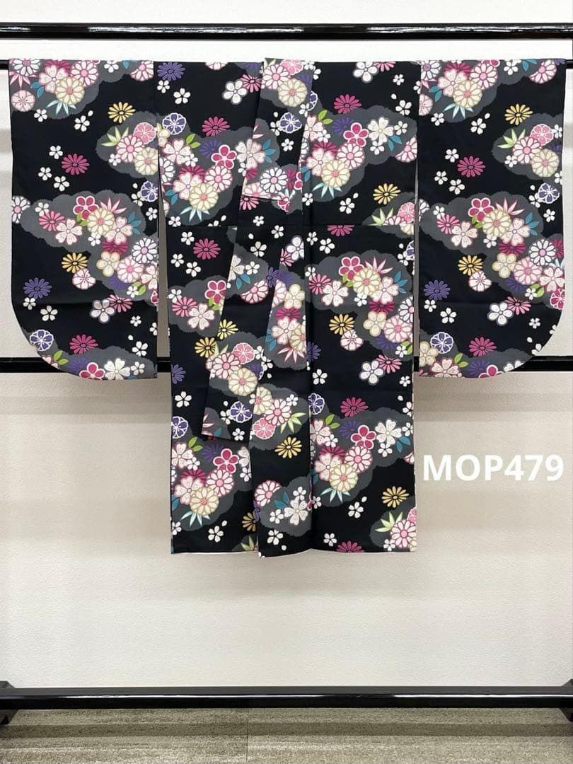 二尺袖 ポリエステル着物 袴用 雲取菊に小桜 MOP479