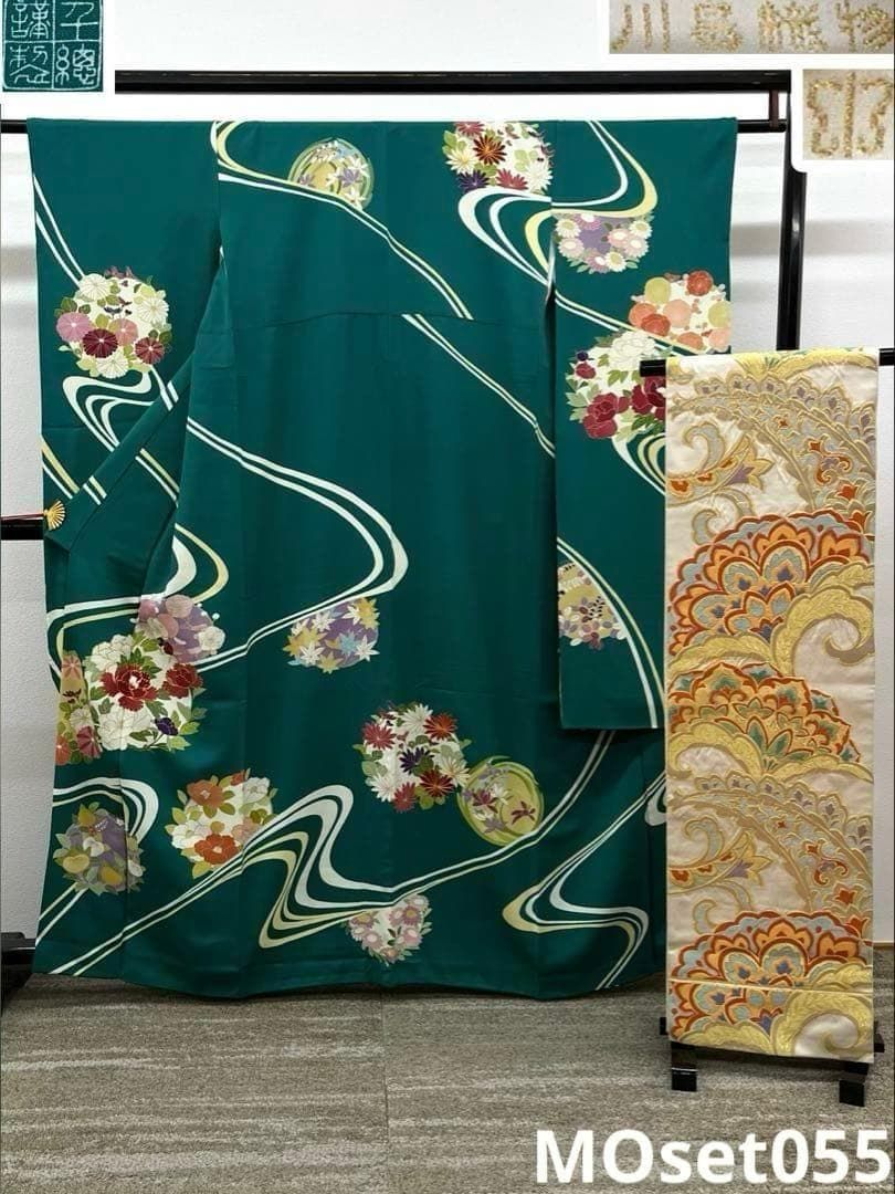 千總 川島織物 振袖 袋帯 2点セット 金駒 身丈157cm MOset055