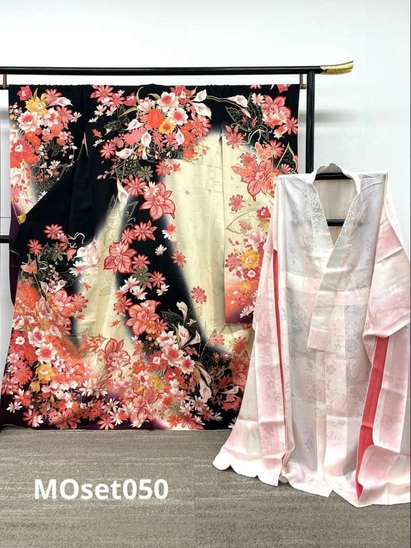 振袖 長襦袢 セット 刺繍 金彩 身丈 163cm 撥水加工済 MOset050
