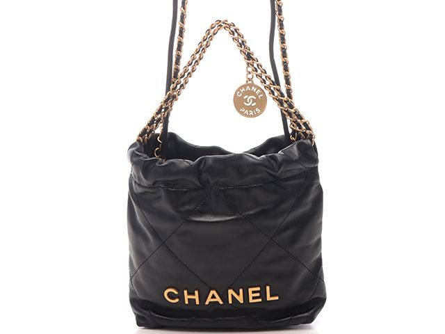 CHANEL シャネル バッグ CHANEL22 ミニハンドバッグ AS3980 ショルダーバッグ ラムスキン/GP ブラック レディース【中古】【432】