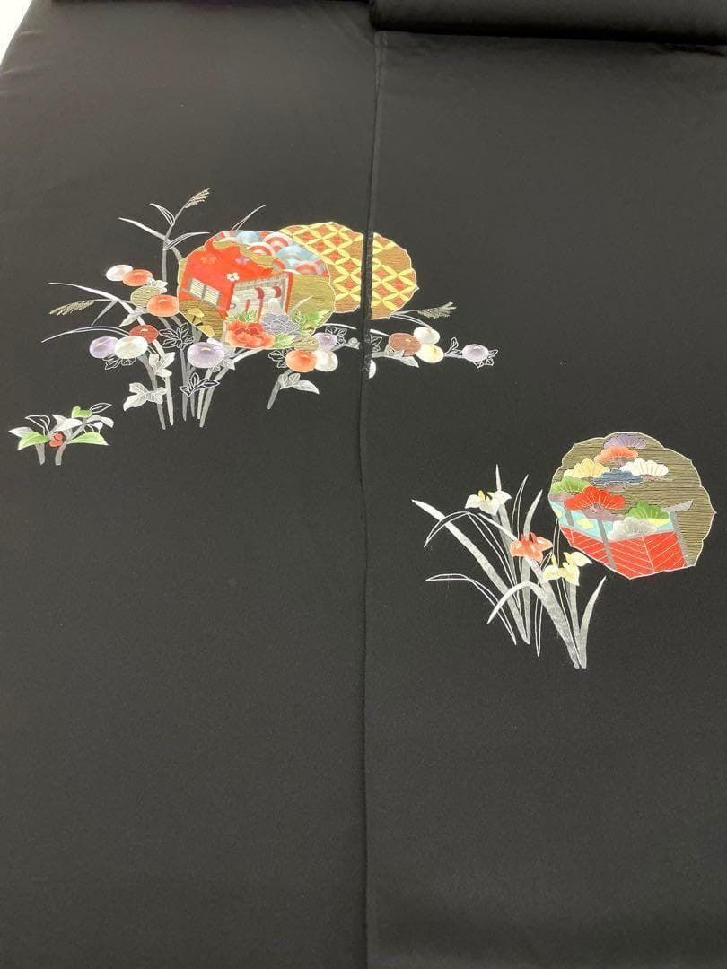 コート地 蘇州刺繍 草木染 絵羽コート 黒地 正絹 反物 T6709 - メルカリ