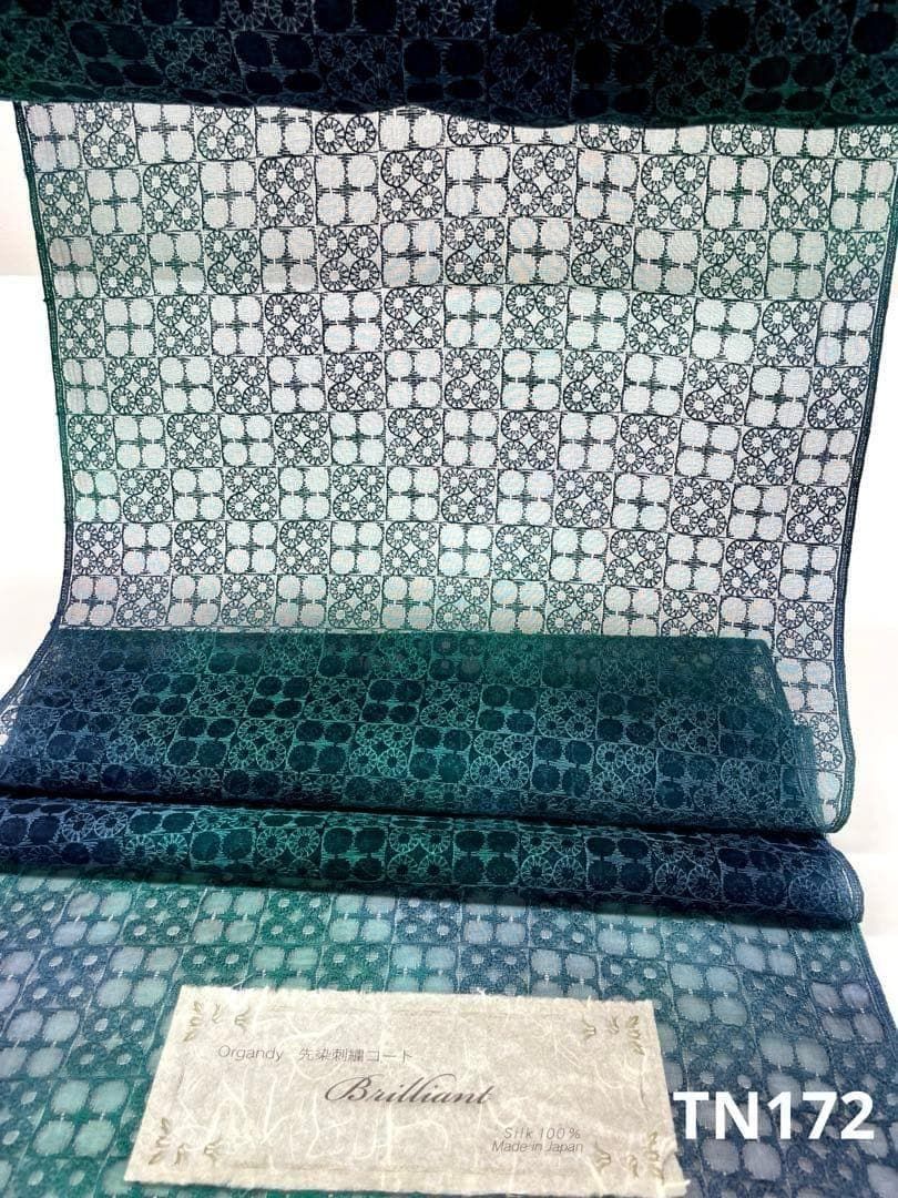 オーガンジー コート地 先染刺繍 薄物コート 正絹 反物 TN172