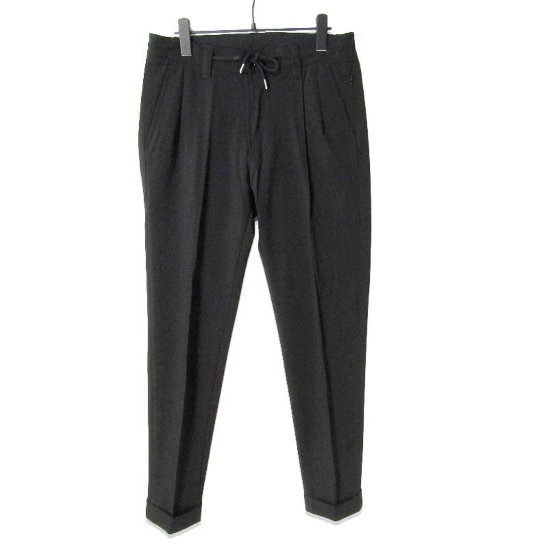 美品 1piu1uguale3 ウノピゥウノウグァーレトレ イージースラックス MRP634 COMFY CREASE SLACKS ナイロン ブラック 黒 4 27114004