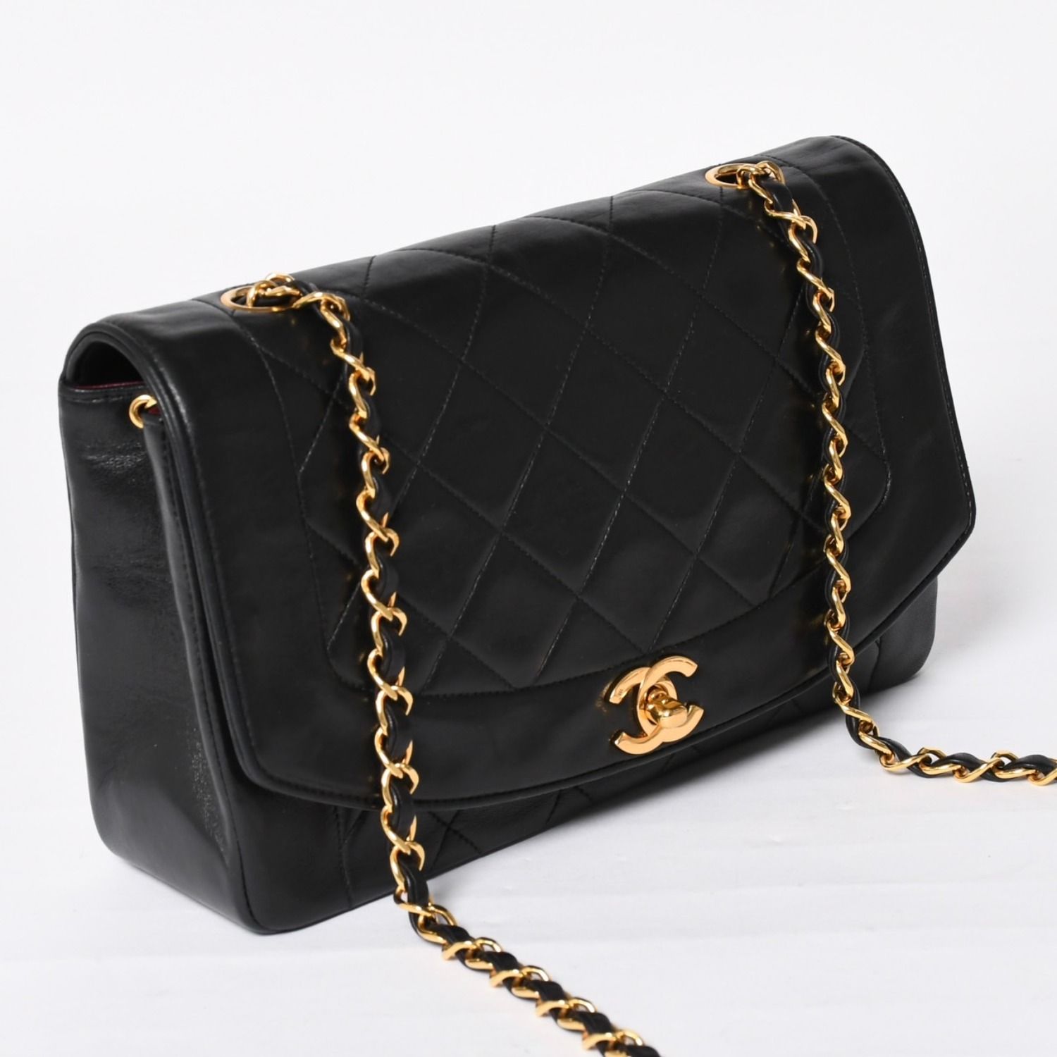 美品 シャネル ラムスキン ダイアナフラップ 25cm 極美品 CHANEL シャネル ダイアナ25 Sフラップ Sチェーンショルダー