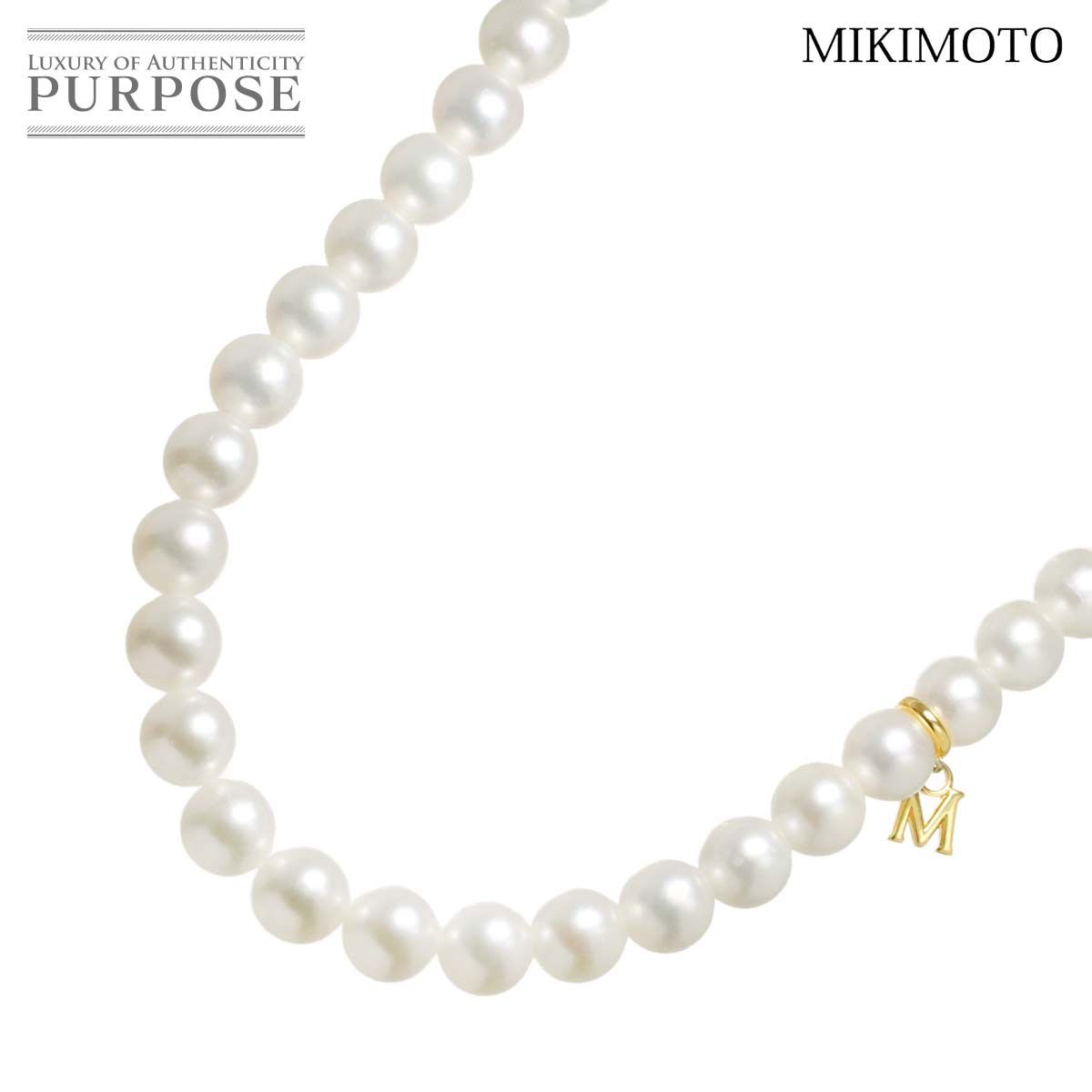 ミキモト MIKIMOTO アコヤ真珠 6.4-6.0mm ネックレス 37cm K18 YG イエローゴールド 750 パール Akoya Pearl Necklace 90319812