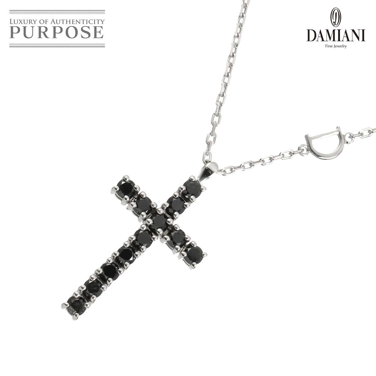 ダミアーニ DAMIANI ミステリー クロス ダイヤ ネックレス 50cm K18 WG 750 Mystery Cross Diamond Necklace 90322711