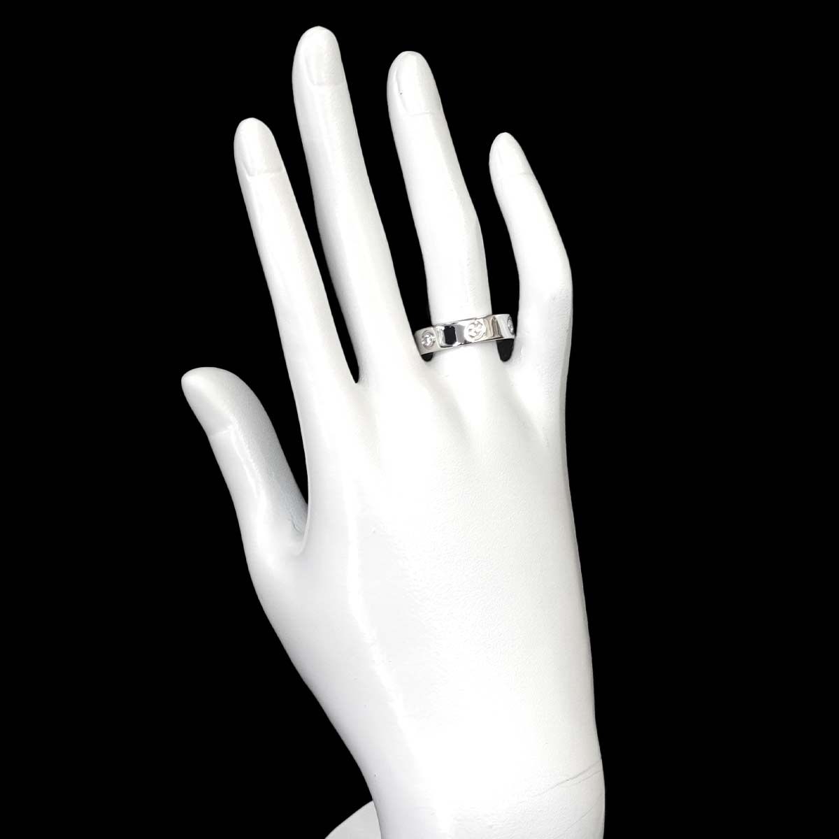 カルティエ Cartier ラブ #56 リング ハーフ ダイヤ 3P K18 WG
