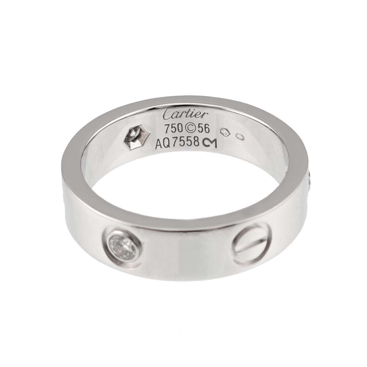 カルティエ Cartier ラブ #56 リング ハーフ ダイヤ 3P K18 WG