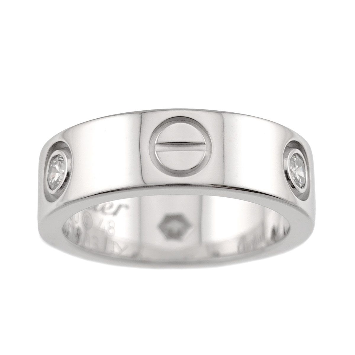 カルティエ Cartier ラブ #48 リング ハーフ ダイヤ 3P K18 WG